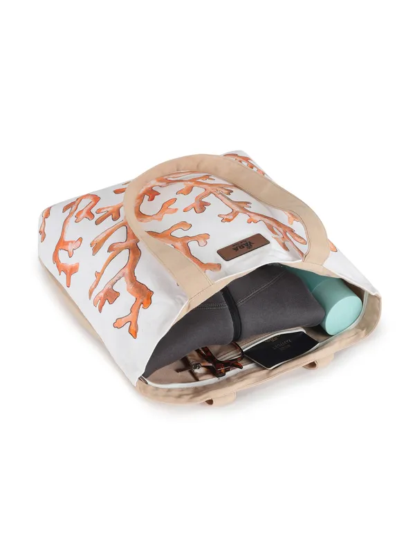 MARINA_(Beige-Brown)_Coral_Print_Canvas_Tote_Bag_With_Long_Handles