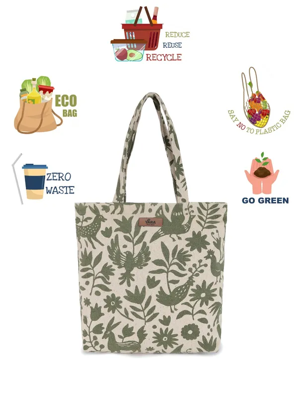 JUNGLE_(Green)Floral_Print_Reusable_Tote_Bag__Green_And_Beige