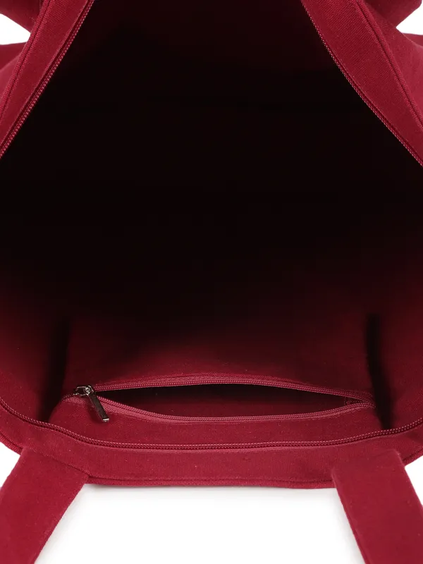 BERRY_(Maroon)_Canvas_Tote_Bag_With_Inner_Zipper_Pocket