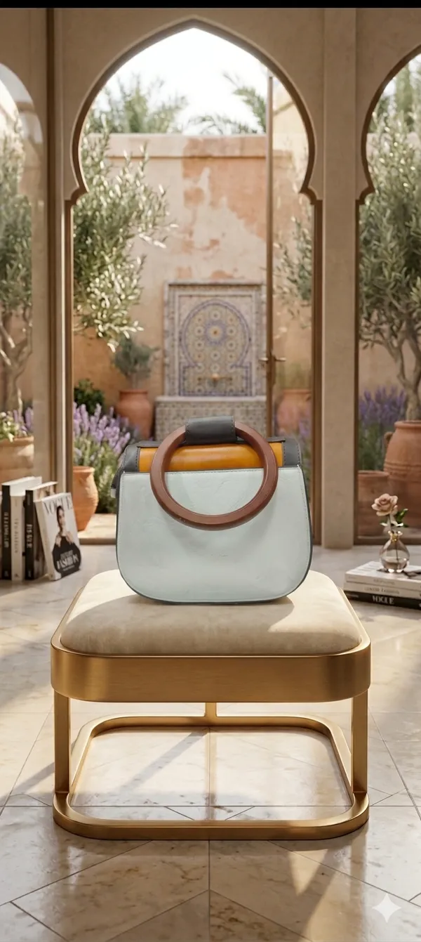 Korean_Embossed_Tan_Round_Handle_Bag