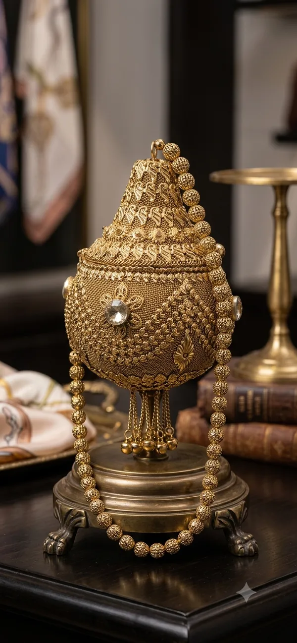 Coconut_Shaped_Metal_Potli_Bag_With_Metal_Beaded_Handle