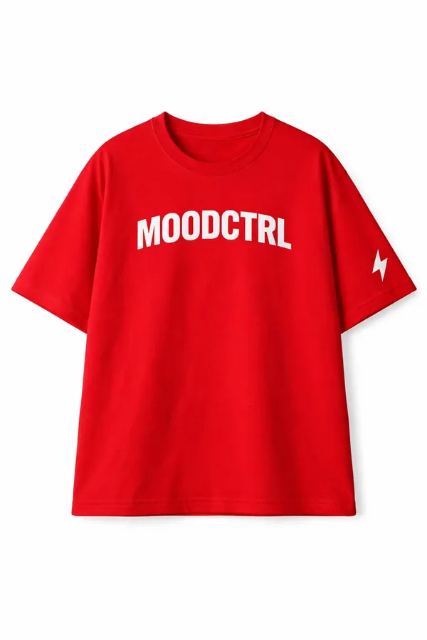 Red_Cotton_Oversized_Lightning_Print_T-Shirt_For_Girls