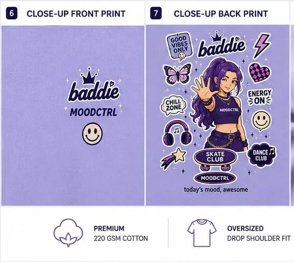 Moodctrl_Blue_Cotton_Oversized-_Girls_Baddie_Mode_Graphic_T-Shirt_For_Girls