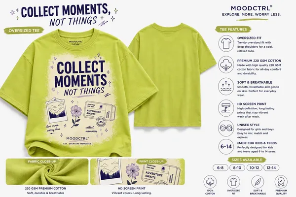 Moodctrl_Green_Cotton_Oversized-_Unisex_Collect_Moments_Graphic_T-Shirt_For_Girls_$_Boys