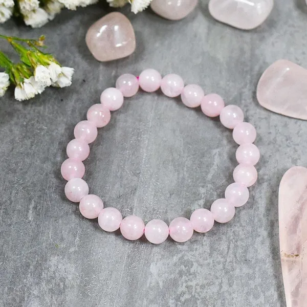 Rose_Quartz_Gemstone_Bracelet_Natural_Pink_Crystal_Beaded_Stretch_Bracelet