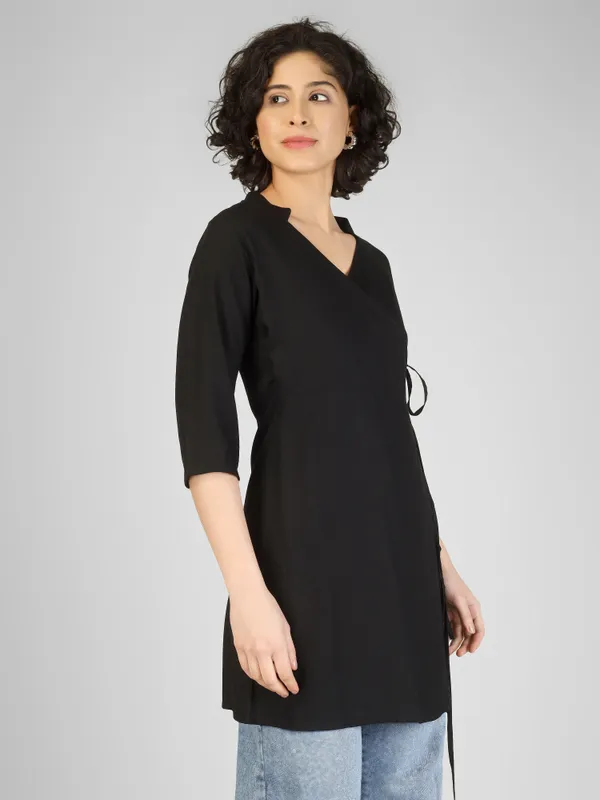 Black_Pure_Rayon_Wrap_Style_Tunic_For_Women