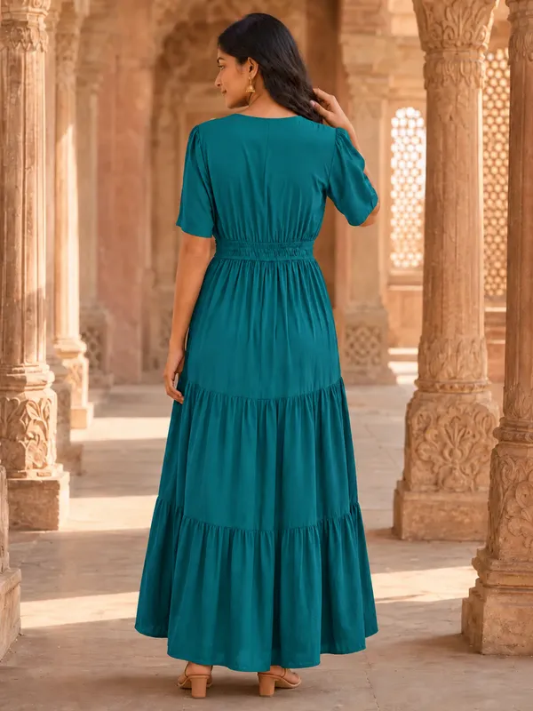 Teal_Flutter_Sleeve_Maxi_Dress_for_Women