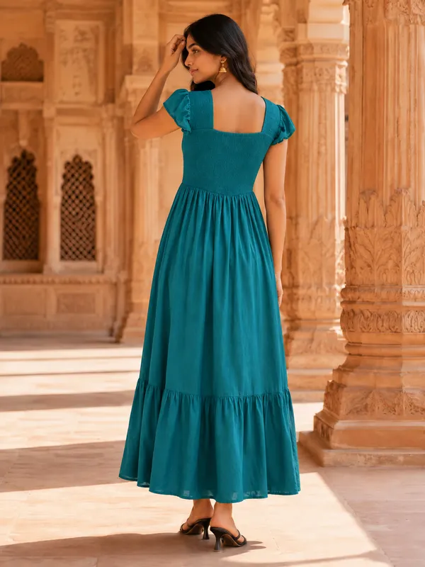 Teal_Flutter_Sleeve_Maxi_Dress_for_Women