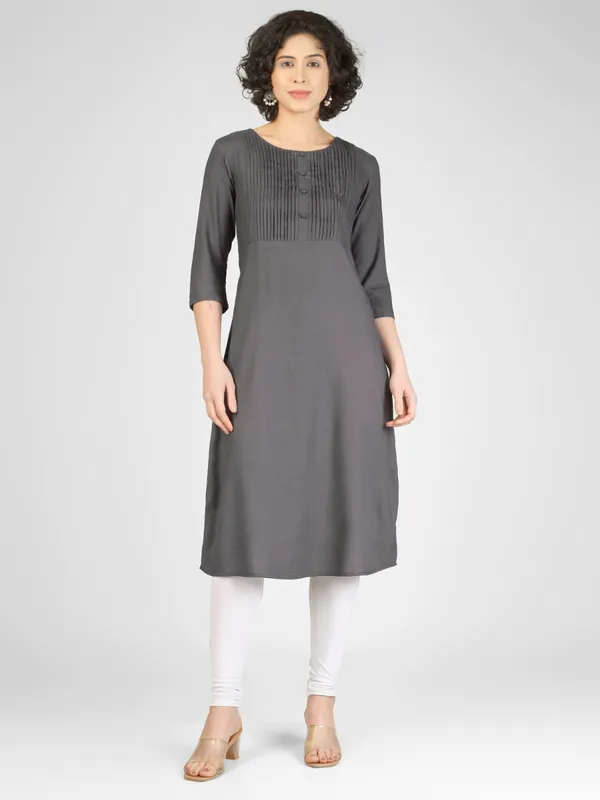 Grey_Pure_Rayon_Pleated_Kurti_For_Women