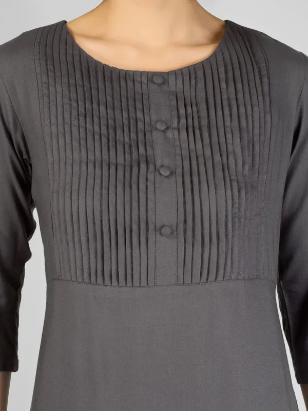 Grey_Pure_Rayon_Pleated_Kurti_For_Women