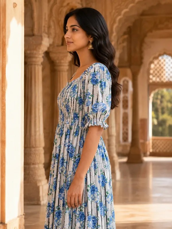 Blue_White_Pure_Rayon_Floral_Print_Maxi_Dress_For_Women