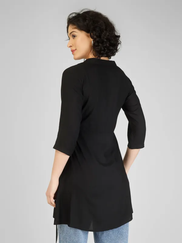 Black_Pure_Rayon_Wrap_Style_Tunic_For_Women