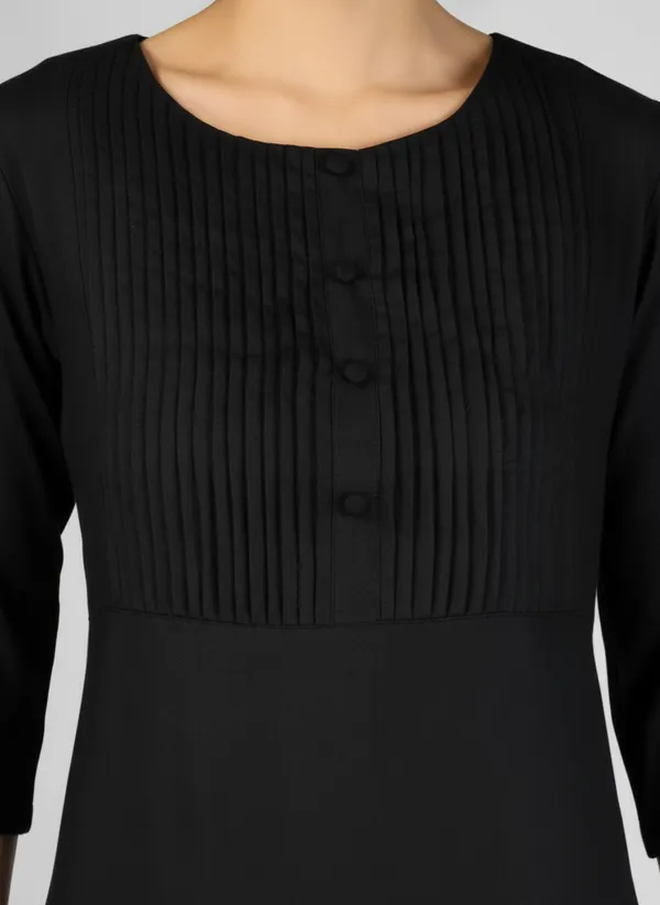 Black_Pure_Rayon_Pleated_Front_Straight_Kurta_For_Women