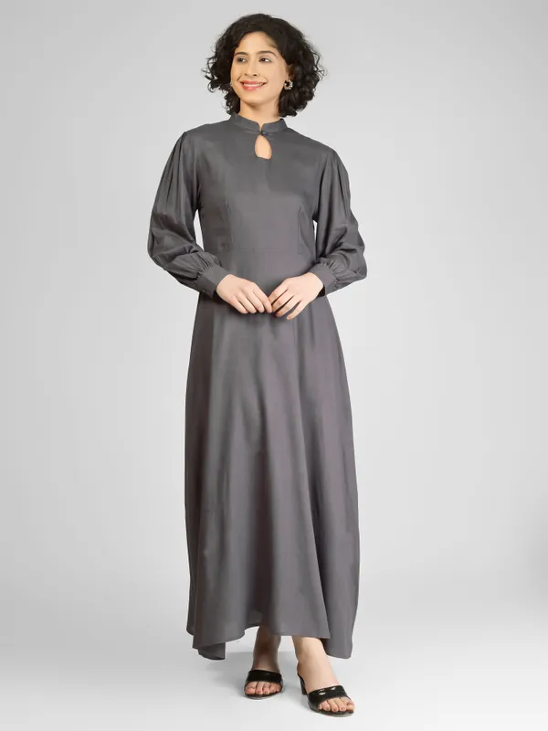 Grey_Pure_Rayon_Relaxed_Fit_Long_Sleeve_Maxi_Dress_For_Women