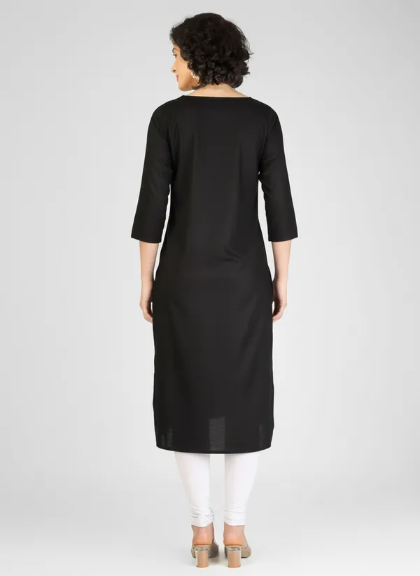 Black_Pure_Rayon_Pleated_Front_Straight_Kurta_For_Women