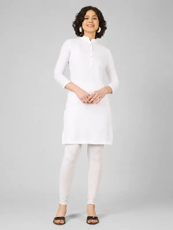 White_Pure_Rayon_Straight_Kurta_For_Women