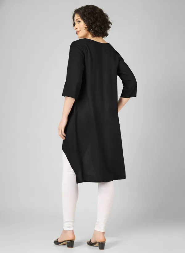 Black_Pure_Rayon_Asymmetric_Longline_Tunic_For_Women