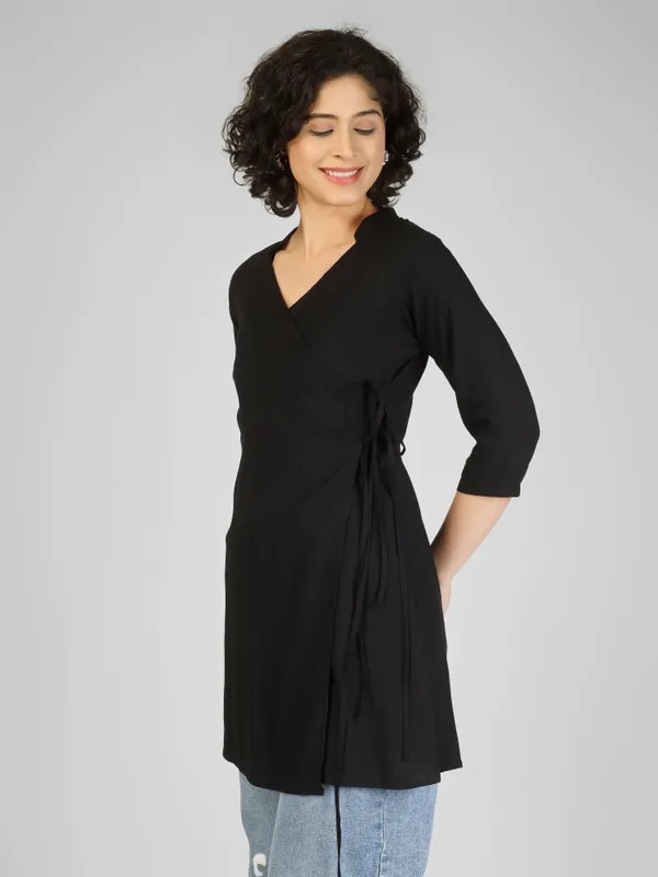 Black_Pure_Rayon_Wrap_Style_Tunic_For_Women