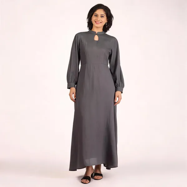Grey_Pure_Rayon_Relaxed_Fit_Long_Sleeve_Maxi_Dress_For_Women