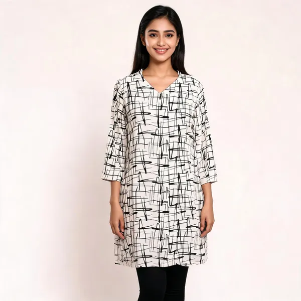White_Pure_Rayon_Abstract_Print_Straight_Kurta_For_Women
