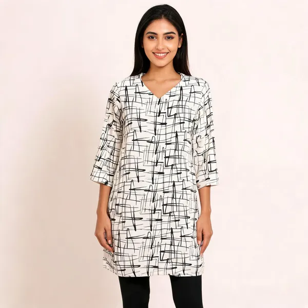 White_Pure_Rayon_Abstract_Print_Straight_Kurta_For_Women