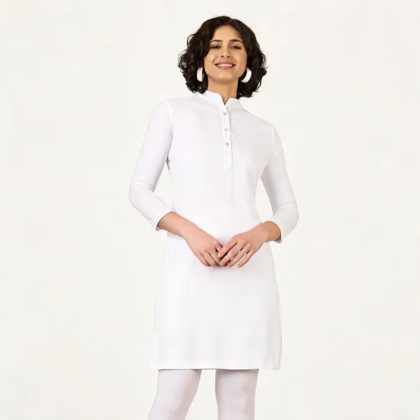 White_Pure_Rayon_Straight_Kurta_For_Women