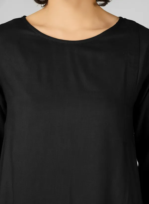 Black_Pure_Rayon_Asymmetric_Longline_Tunic_For_Women