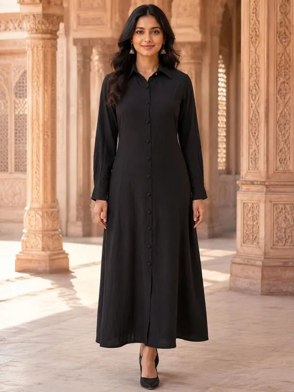 Black_Pure_Rayon_Straight_Longline_Dress_for_Women