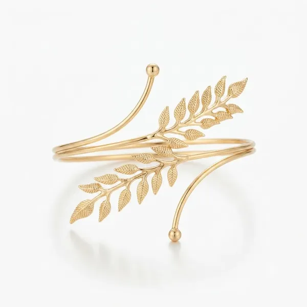 Armcuff_Gold_toned_with_beautiful_leaf_design