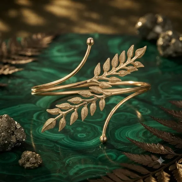 Armcuff_Gold_toned_with_beautiful_leaf_design