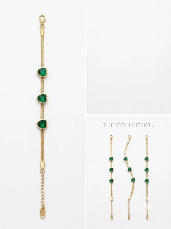 Elegant_Crystal_Studed_heart_shaped_Bracelet__-_Goldtone_with_emerald_green_stone