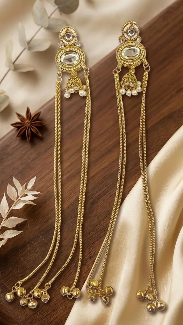 Traditional_long_Gold-Toned_Kashmiri_jhumka__with_pearl_drops