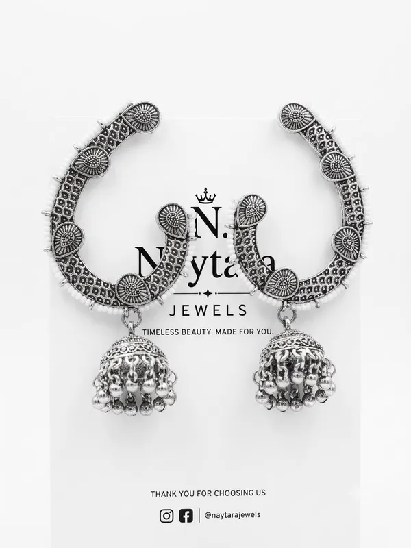 Chandani_Beaded_oxidized_silver_ear_cuff_Jhumka