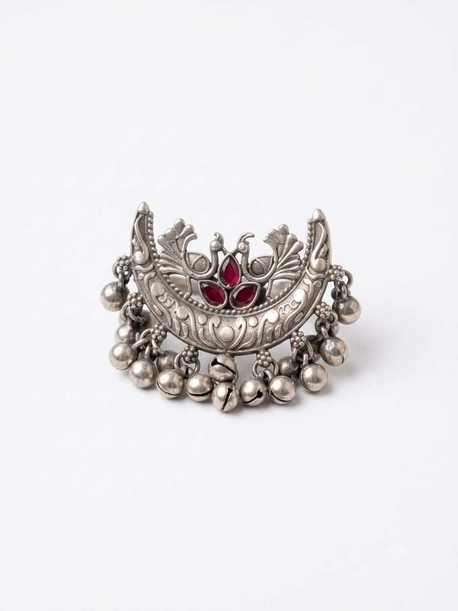 Garbha_queen_ghungroo_oxidised_ring