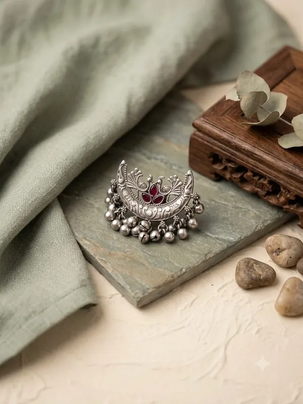 Garbha_queen_ghungroo_oxidised_ring