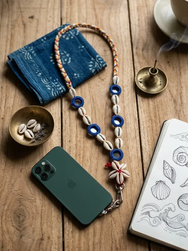 Handcrafted_Cowrie_Shell_&_Mirror_Work_Mobile_Sling_Strap