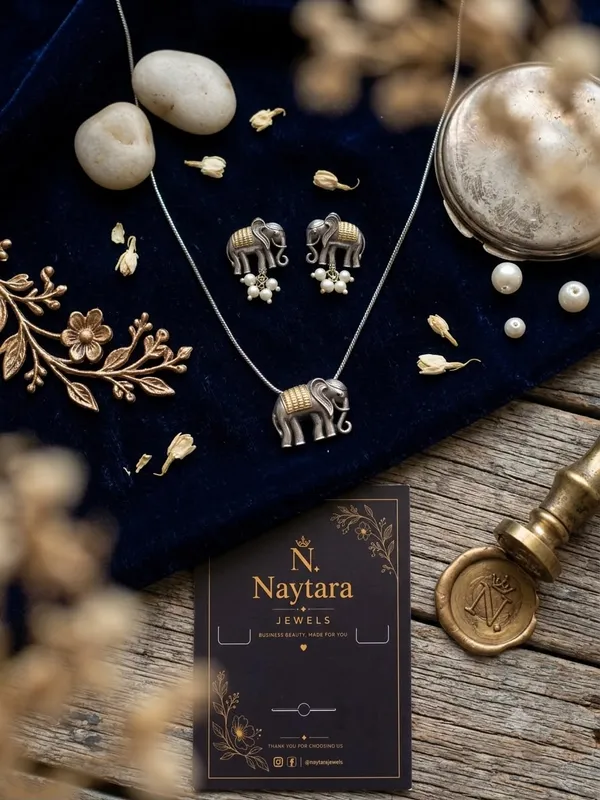 Handcrafted_Dual-Tone_Elephant_Motif_Pendant_Necklace_Set_with_Pearl_Drop_Studs