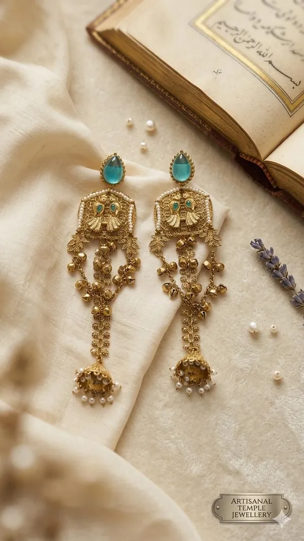 Traditional_Gold-Toned_Kashmiri_jhumka__with_pearl_design