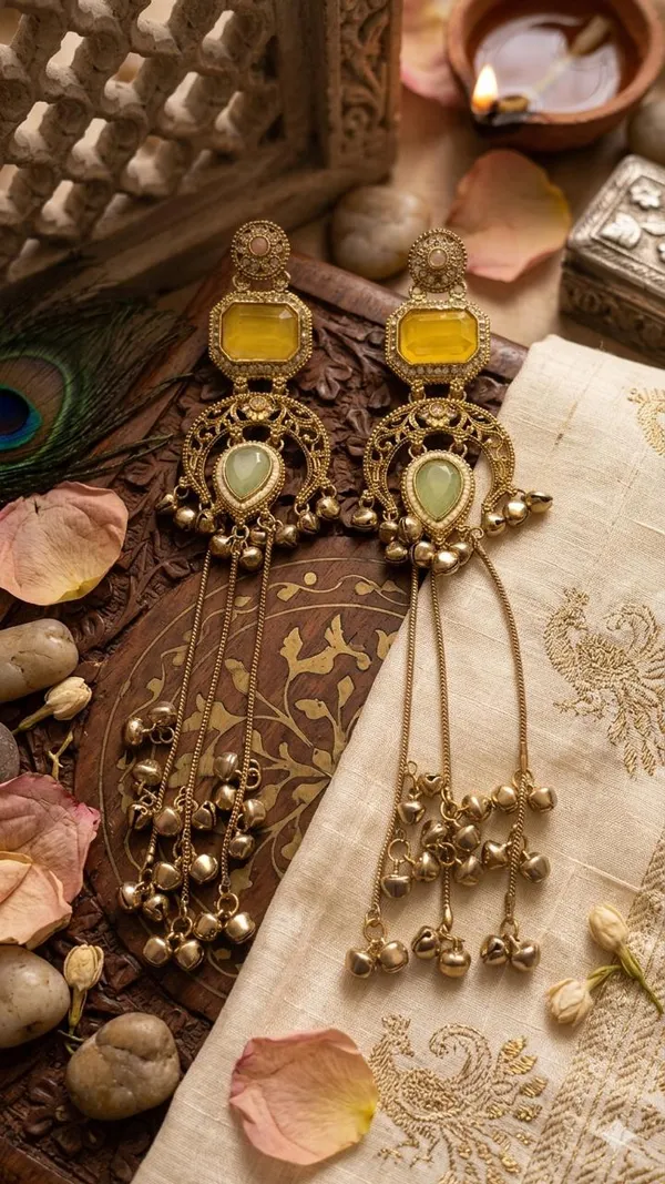 Traditional_long_Gold-Toned_Kashmiri_jhumka