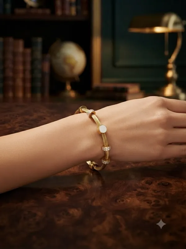 Gold_Plated_Bracelet_With_white_Stone_Accents_and_magnetic_closure