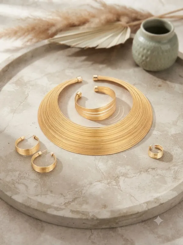 Elegant_Gold_Toned_Choker_set_with_bracelet,_earrings_and_ring