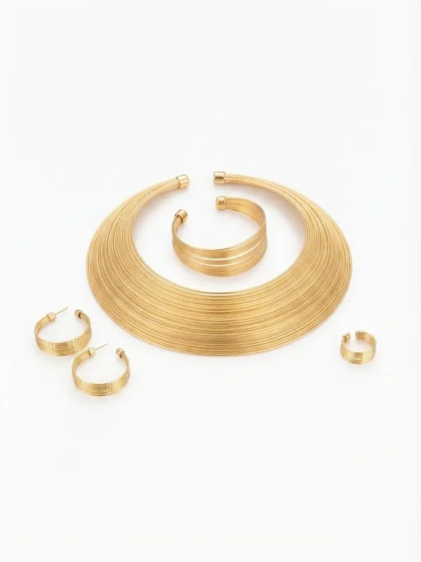 Elegant_Gold_Toned_Choker_set_with_bracelet,_earrings_and_ring