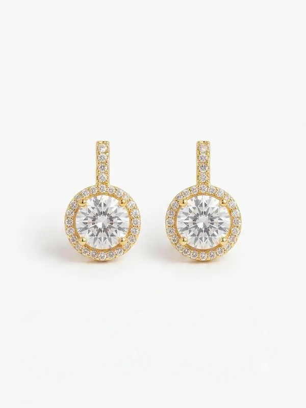 Gold_Toned_Halo_Drop_Earring