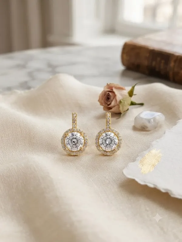 Gold_Toned_Halo_Drop_Earring