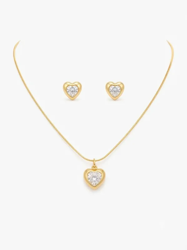 Elegant_Heart_shape_Pendant_chain_and_studs_,Anti_Tarnish
