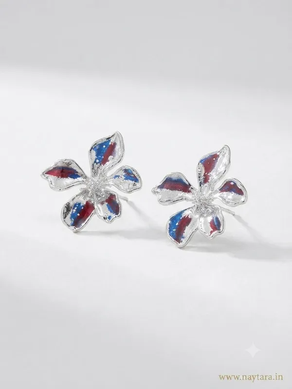 Silver_Toned_floral_Earrings