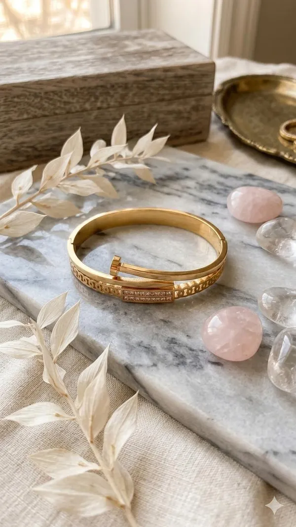 Gold-Tone_Studed__Bangle_Bracelet_with_with_nail_desigh