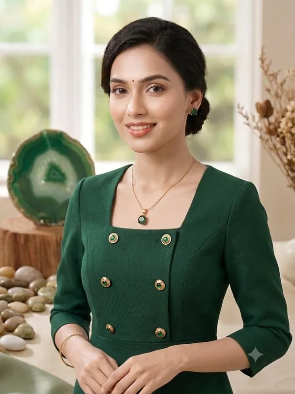 Elegant_Anti_Tarnish_gold_Toned_Necklace_with__studs_in_emerald_green_stone