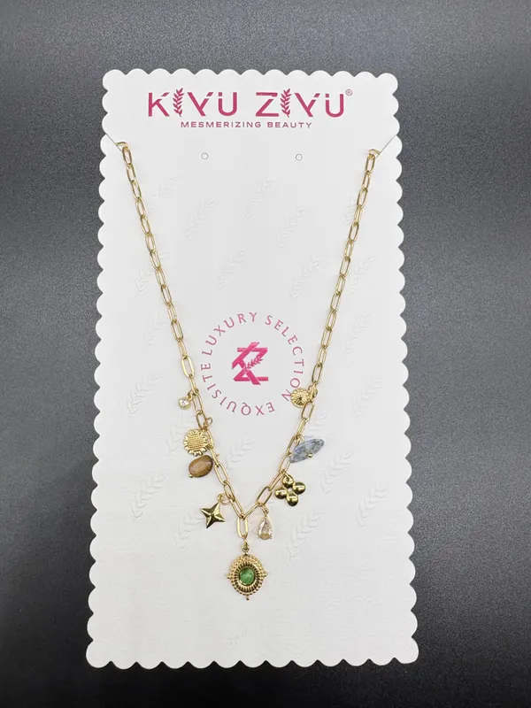 Luxury_Selection_Exquisite_Gold-Tone_Charm_Necklace_With_Green_Stone_Pendant