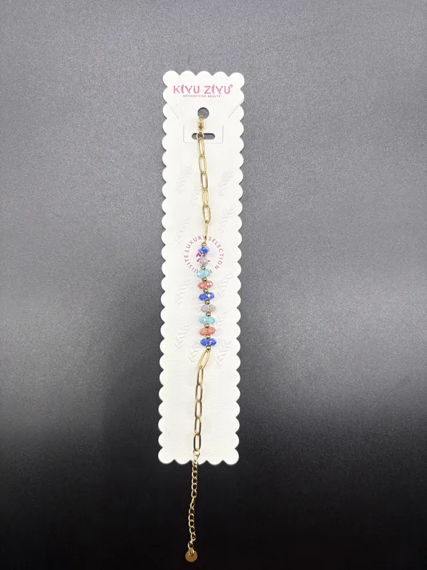 Colorful_Floral_Beaded_Chain_Bracelet_With_Gold-Tone_Accents